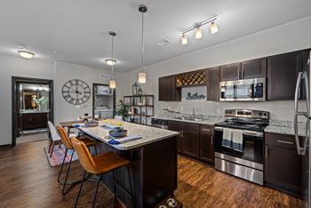 Kitchen island with pendant lighting